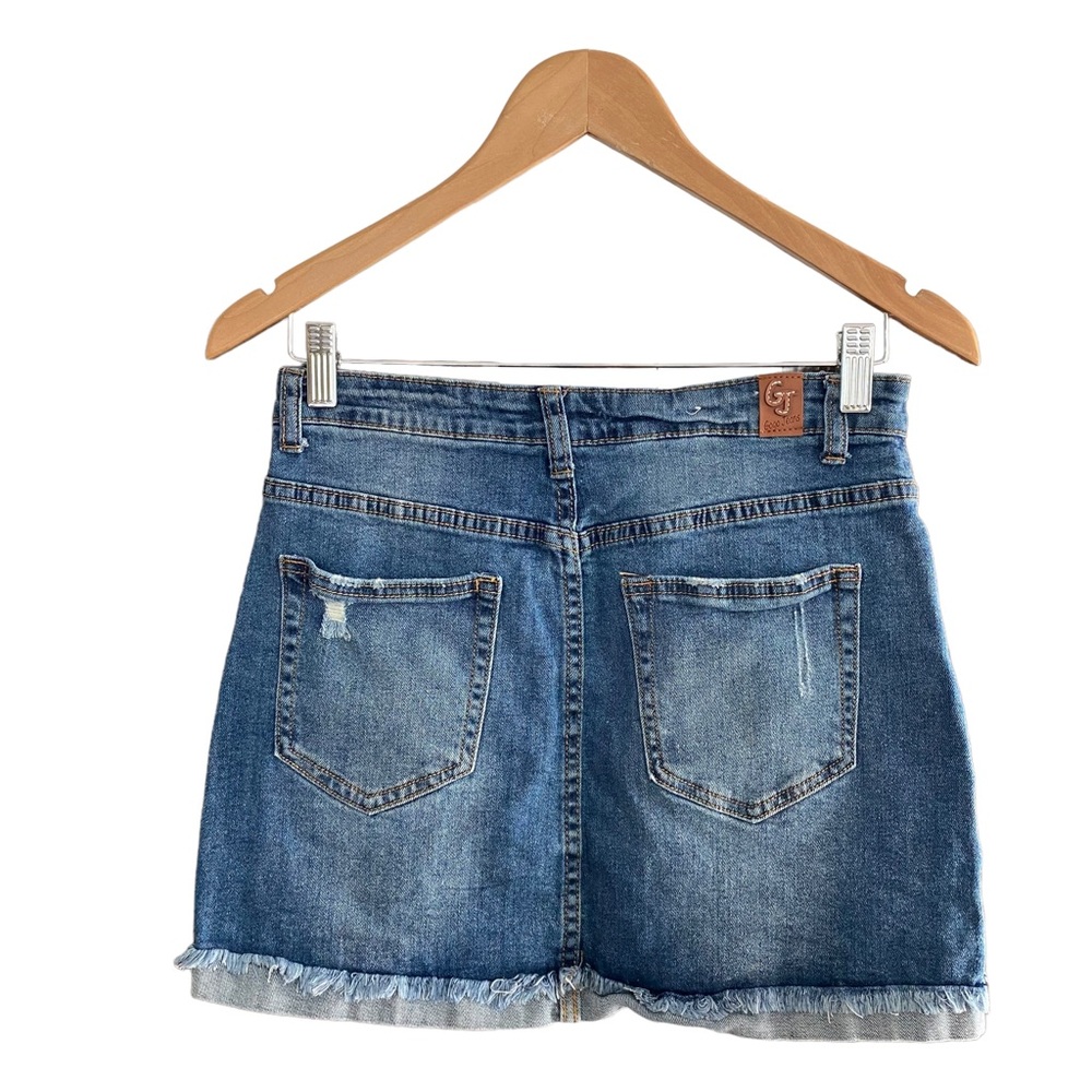 🤑 10/$100 GOGO jeans USA blue stretch ultra micro mini jean skirt 5 - Picture 4 of 7